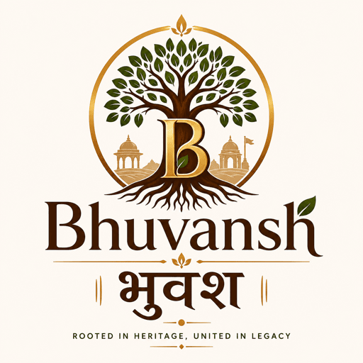 Bhuvansh logo: a banyan tree with deep roots inside a golden circle